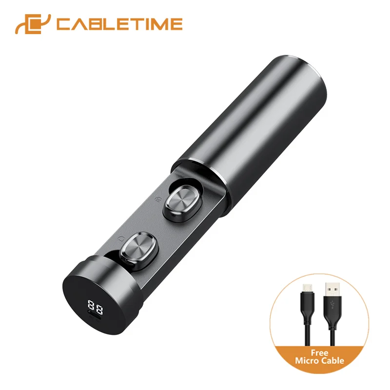 CABLETIME HiFi Wireless Earphone LED Display BluetoothV5 0 Smart Touch High Quality Earbuds for Laptop iphone X Xiaomi 10 C338