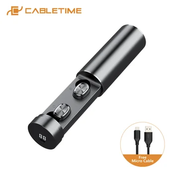 CABLETIME HiFi Wireless Earphone LED Display BluetoothV5 0 Smart Touch High Quality Earbuds for Laptop iphone X Xiaomi 10 C338