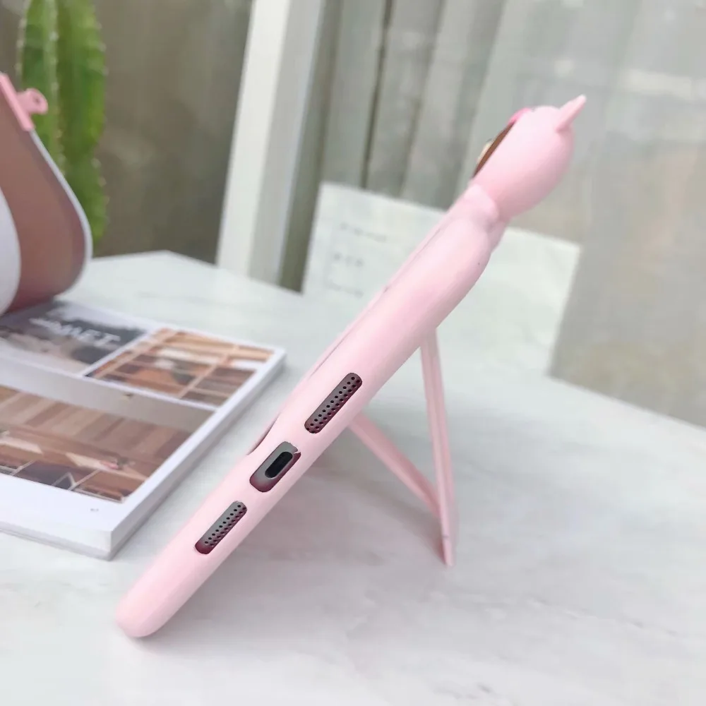 Чехол для планшета для IPad 9,7 Pro 9,7 Air 1 Air 2 Mini 1 2 3 4 Милая Розовая Свинья медведь детская мягкая силиконовая подставка чехол+ ручка