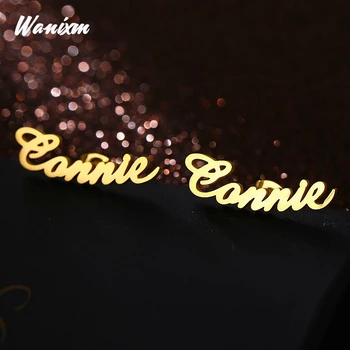 

Wanixm Personalized Name Stainless Steel Letter Earrings for Women 3 Color Custom Name Earrings Weddings Birthday Party Jewelry