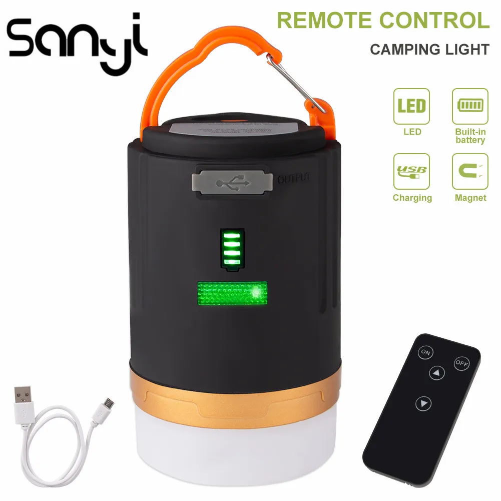 Camping Light Waterproof IPX6 Tent Lamp Portable Lantern LED Night Light Remote Control Working Built-in Recharge Battery