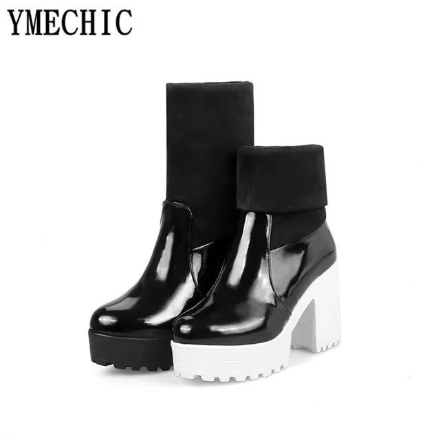 YMECHIC/осень 2018 Готический панк стиль На платформе Из лакированной кожи Высоком
