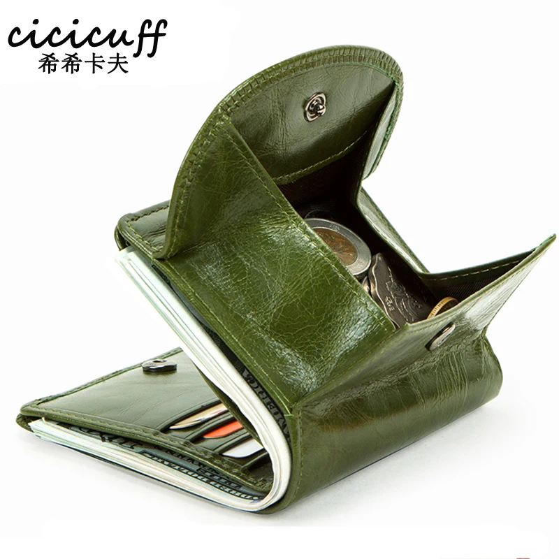 

Genuine Leather Wallet Retro Lady Coin Purse RFID Short Purse Cow Leather Hasp Wallets for Coins Cards Pocket Wallet Pouch Women