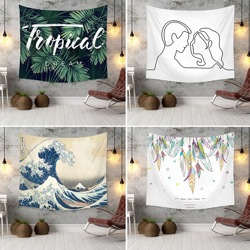 

Nordic Digital Printing Short Plush Tapestry Super Flexible wall Hanging Background Tapestries