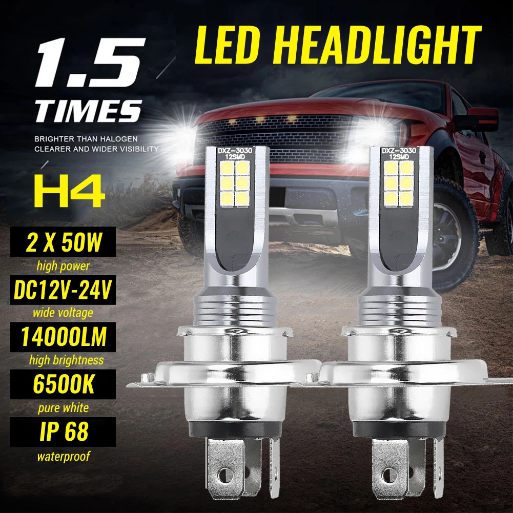 2x 14000lm Car H4 Headlight Globes Bulbs Led Lamp High Low Beam Cool