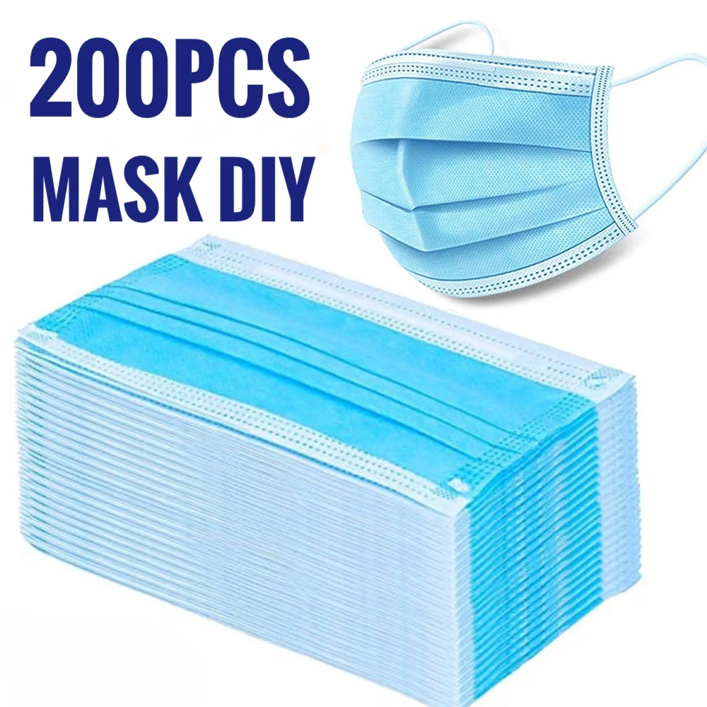 

200PCS DIY Health Care Mask Disposable Earloop Face Mouth Masks 3 Layers Anti-Dust Mask Safe Breathable Mouth Mask