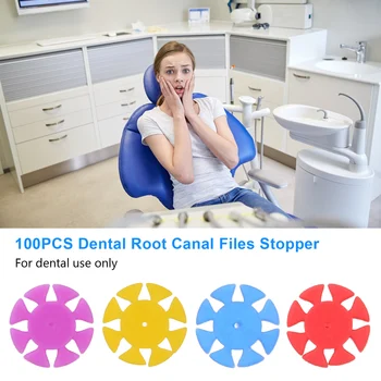 

100PCS Dental Root Canal Files Stopper Rubber Dentistry Dentist Material for Counting Rotary Files Using Times