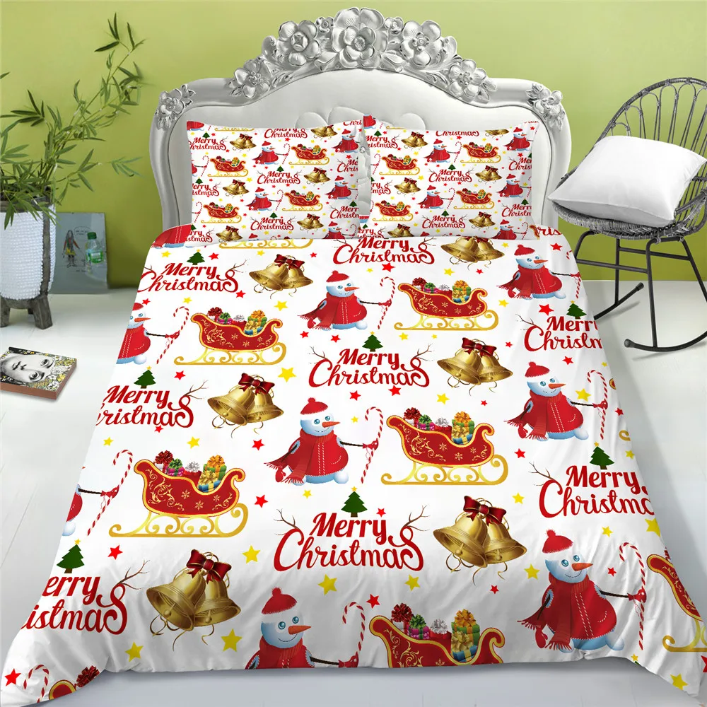 

3D Bedding Set Merry Christmas Duvet Cover Polyester Bedclothes for Kids Child King Queen Size Festival Bed Gift