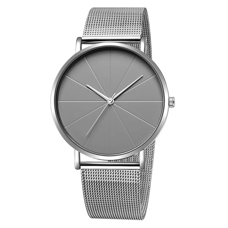 Модные роскошные мужские и женские часы, кварцевые повседневные наручные часы для женщин, с сетчатым ремешком, ультра тонкие часы с циферблатом, relogio masculino - Цвет: Silver Grey Silver