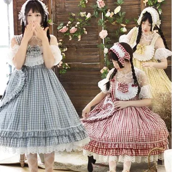 

High waist lattice victorian dress gothic lolita jsk vestido lolita loli Summer lolita dress vintage lace bowknot kawaii dress