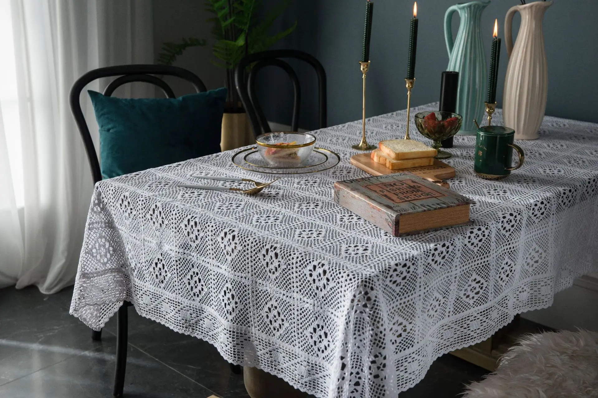 White Hollow Decorative Table Cloth Tablecloth Rectangular Tablecloths Dining Table Cover Obrus Tafelkleed mantel mesa nappe