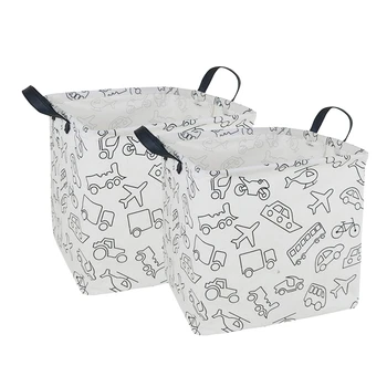 

2PCS Square Storage Basket with Handle Organizer Bins for Baby Toys/Nursery Hamper/Kids Clothes//Dorm/Kitchen/Pet/Office