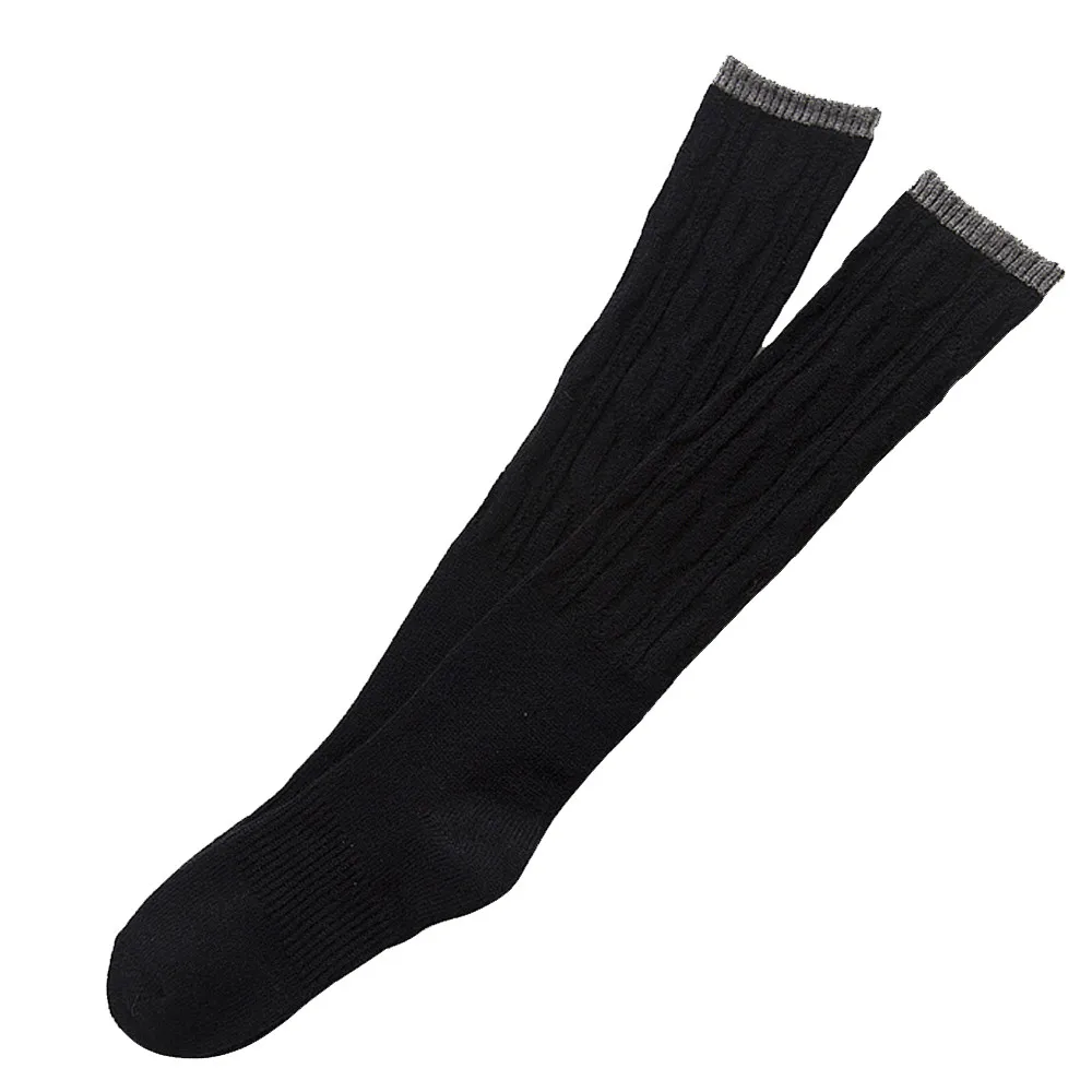 Вязаные вязаные носки для женщин, винтажные теплые зимние однотонные уличные гетры, длинные гольфы, Femme calcetines altos mujer