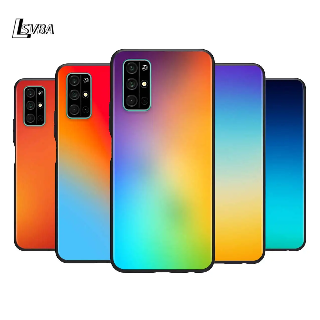 Gradient Colorful for Huawei Honor V30 V20 Pro X10 9S 9A 9C 9X 8X 10 9 Lite 8 7 Silicone Soft Black Phone Case | Мобильные телефоны