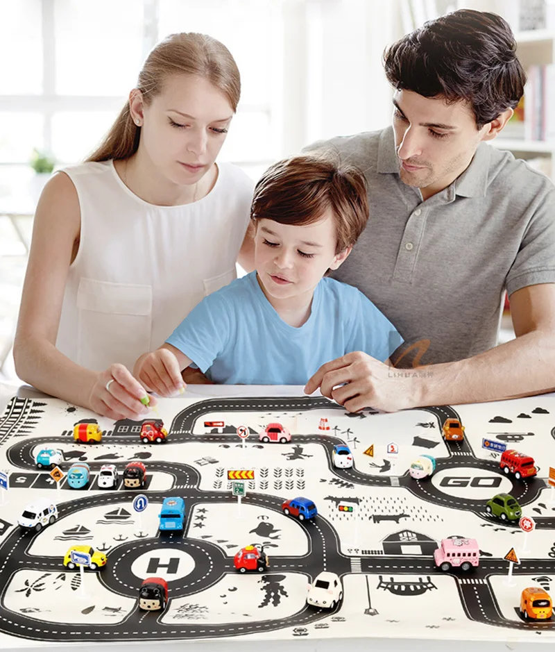 

Toy Car Mat Map Kids Play Area Rug Mat Railway Road Parking Map Tape Sticker Creative Traffic Road Adhesive Masking Tape