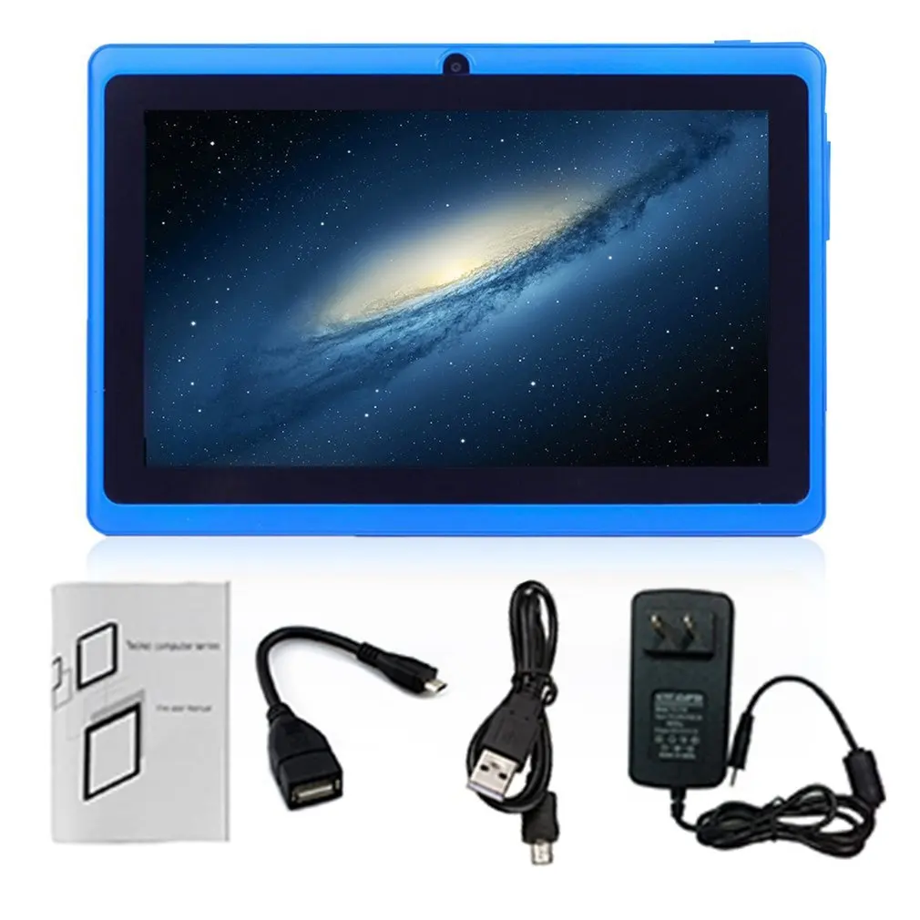 Синий с 7 дюймовым HD Экран Android Quad-core Tablet PC 512 Мб+ 4 Гб/512 МБ+ 8 Гб/1 Гб+ 8 Гб/1 Гб+ 16 Гб 2.0MP Камера Поддержка TF карты - Цвет: 1GB 8GB EU plug