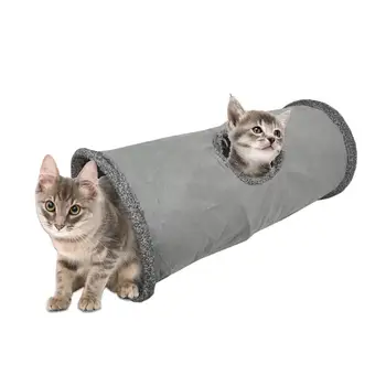 

Collapsible Cat Tunnel Crinkle Kitten Play Tube For Large Cats Dogs Bunnies With Ball Fun Cat Toys 2 Suede Peep Hole Pet Toys