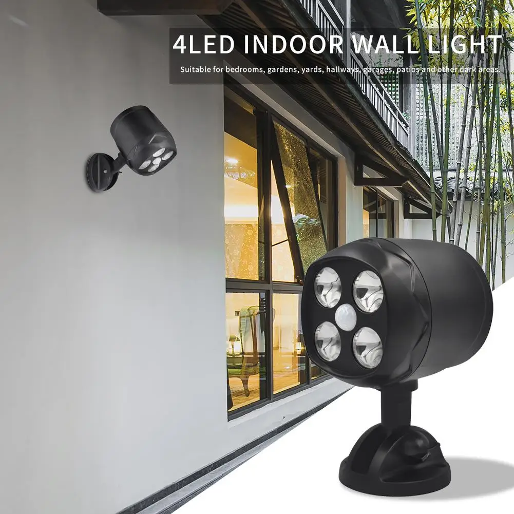 

4LED Motion Sensor Spotlight Waterproof Garden Wall Light Street Security Lamp High Color Rendering Long Service Life