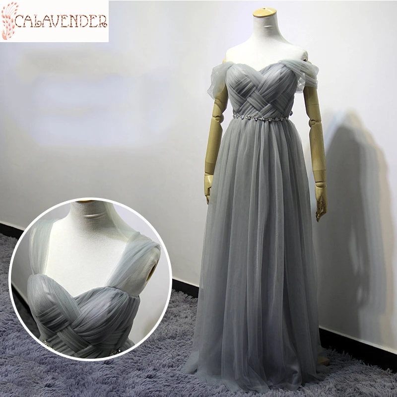 

Off-the-shoulder Elegant Mother of The Bride Dress A-line with Beaded Waist robe de soirée de mariage
