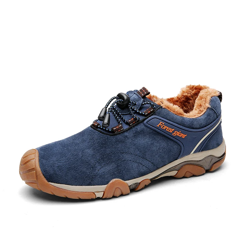 Мужская альпинистская обувь; сезон осень-зима; мужские походные кроссовки; теплые зимние мужские туфли; большие хлопковые уличные альпинистские туфли для мужчин - Цвет: Blue Plush