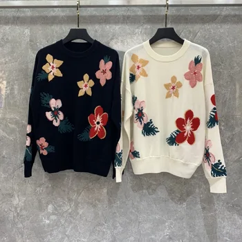 

2019 Winter New Fashion Flower Print Wool Women Sweater Size S M L Free Shipping Worldwide