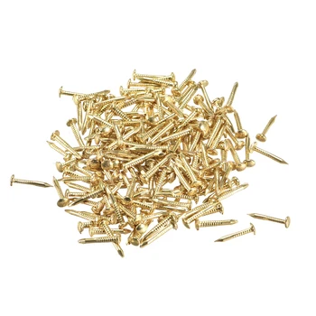

uxcell 500pcs Small Tiny Brass Nails 1x10mm Round-head Nails for DIY Decorative Pictures Wooden Boxes Household Accessories