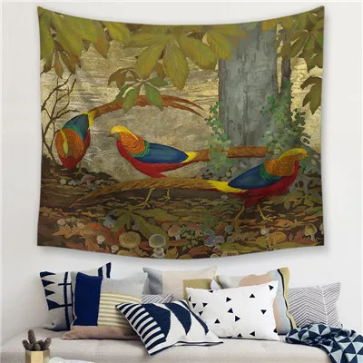 9 Bird Decorative Tapestries Hanging Wall Tapestries Mandala Bohemian Tapestry Landscape Wallpaper Wall Art Shawl Throw - Color: 9