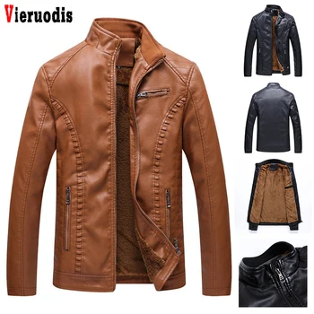 

New Fashion Brand Winter Men Leather Jackets Men Motorcycle Keep Warm Leather jackets Men's Fleece Leather Jacket Business Coat