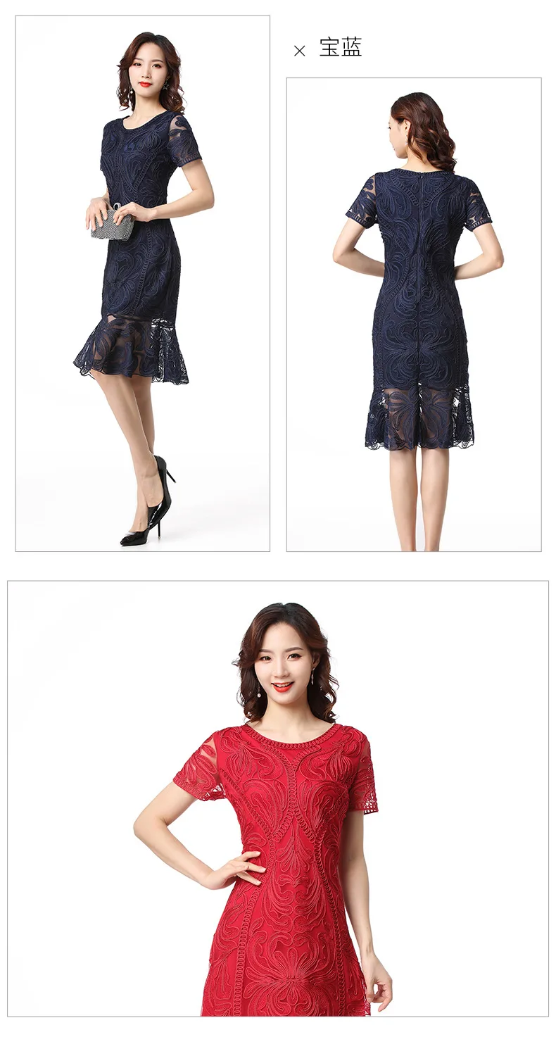 New Style Women Embroidered Outfit Short Sleeves Tulle Mesh Floral Dress Zipper Retro Party Vintage Dresses