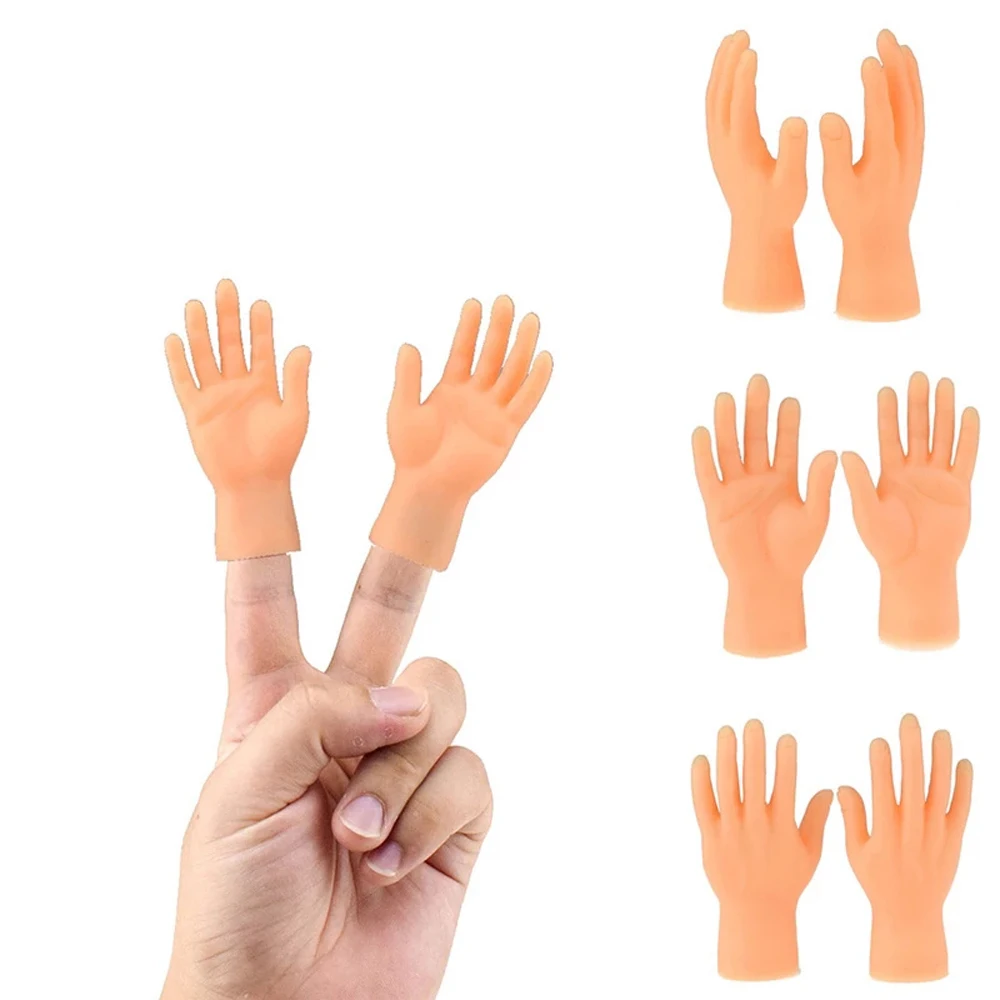 10pcs Tiny Finger Hands Flat Hand Style Mini Hand Finger Puppets Realistic  Rubber Hand Small Figurines Toys, Funny Fingers For Puppet Show Gag Perform