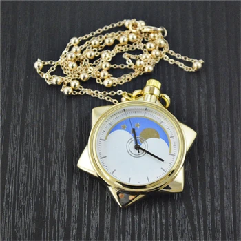 

Anime Sailor Moon 20th Anniversary Crystal Star Model Toy Pocket Gold Pocket Watch Necklace Metal Pendant Cosplay Jewelry Gift