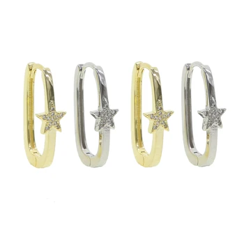 

geometric trendy women jewelry rectangle star hoop earring