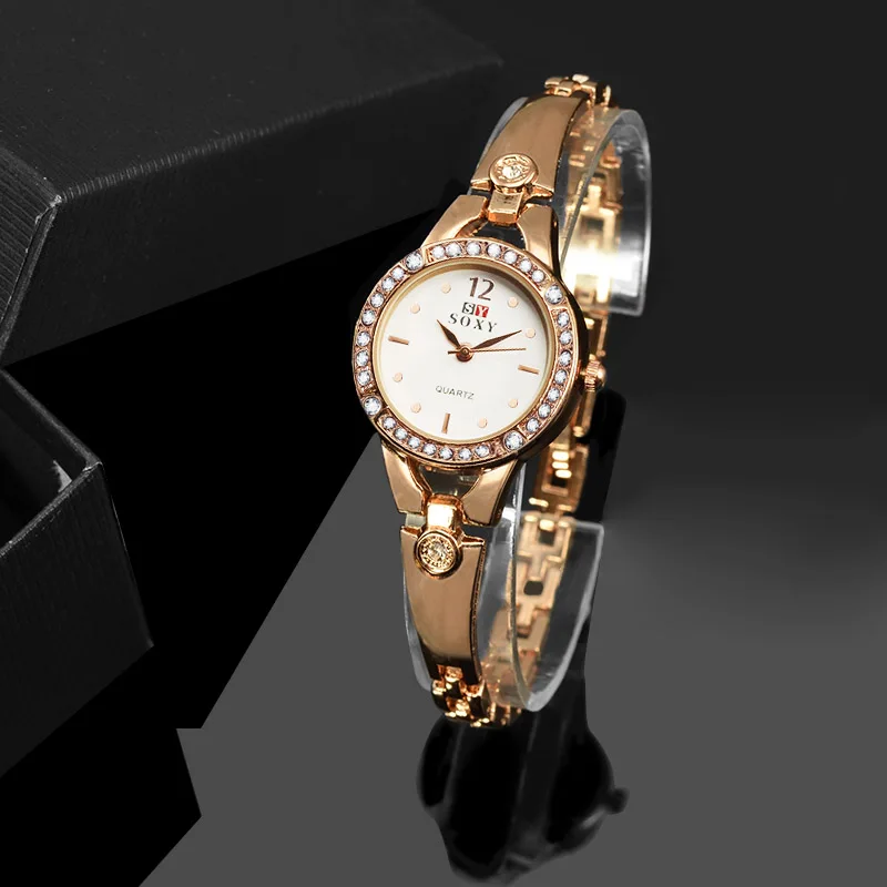 

2019 Women Gold Vintage Dimand Luxury Clock Women Bracelet Watch Ladies Brand Luxury Stainless Steel Women Clock Gifts