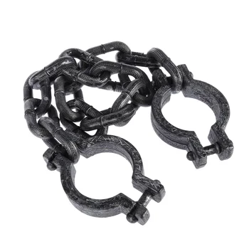

Plastic Wrist Shackles Prison Handcuffs Chain Links for Halloween Cosplay Costume Party Decoration (Black)