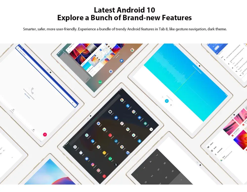 Blackview Tab 8 2in1 Tablet  Smartphone Octa Core 10.1 Inch 4GM+64GM Android 10.0 Dual 4G VoLTE Tablet Phone 6580mAh Face Unlock