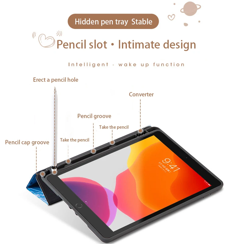 Для iPad Air 2 защита для карандашей 3 / 1 2019 10 mini 5/4 искусственная кожа smart auto wake