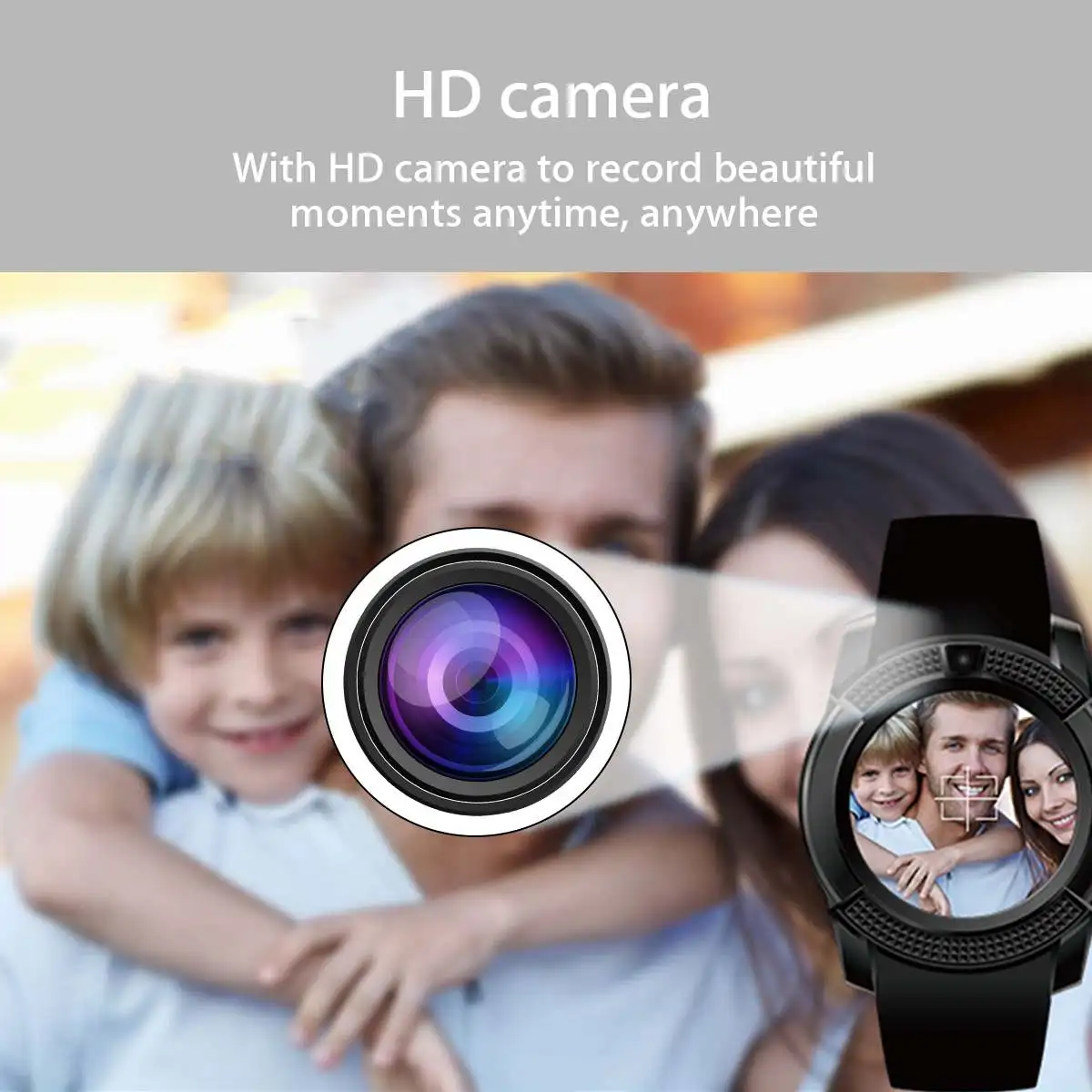  Runde Touchscreen Smart Uhr Mit HD Kamera GPS Schrittzähler bluetooth SIM Karte Funktion Silikon Ba