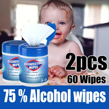 

2pcs Alcohol Wipes Disinfection Antiseptic Alcohol Pad Disinfection Wipes 60 Sheets Bag Portable 75 Alcohol Wipes 5ml d2