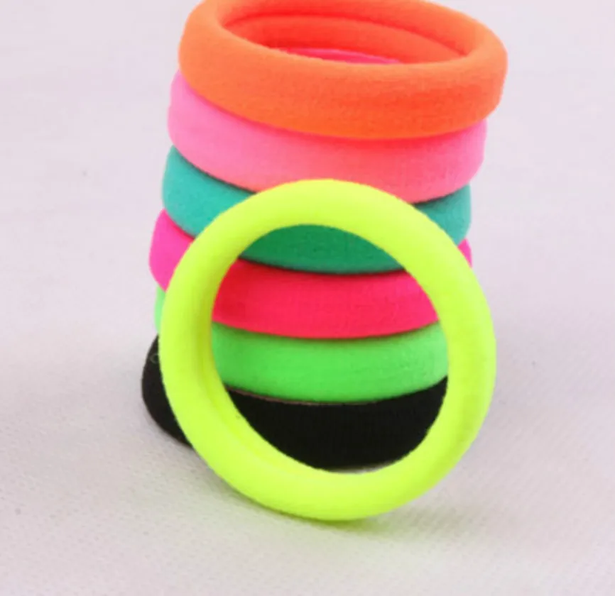 

10 Pieces Of Fashion Jewelry Fluorescent Hair Ring Without Seam Hair Rope Candy Solid Color Rubber Band Female Hair Band