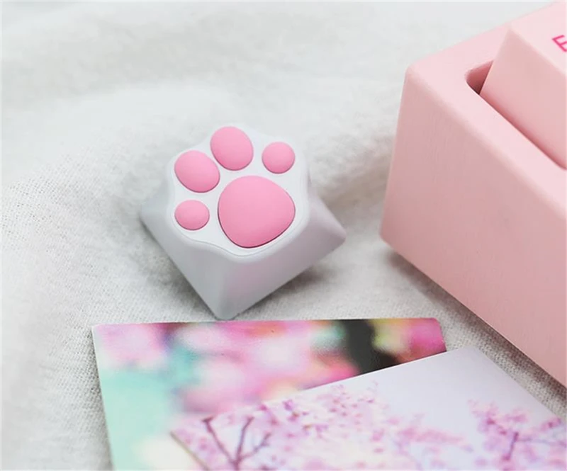 1pc Pink Black 10 Kinds of Cute Cat Claw Plastic Keycap PBT Personality Cherry Switch Blossom Keycap For Mechanical Keyboard