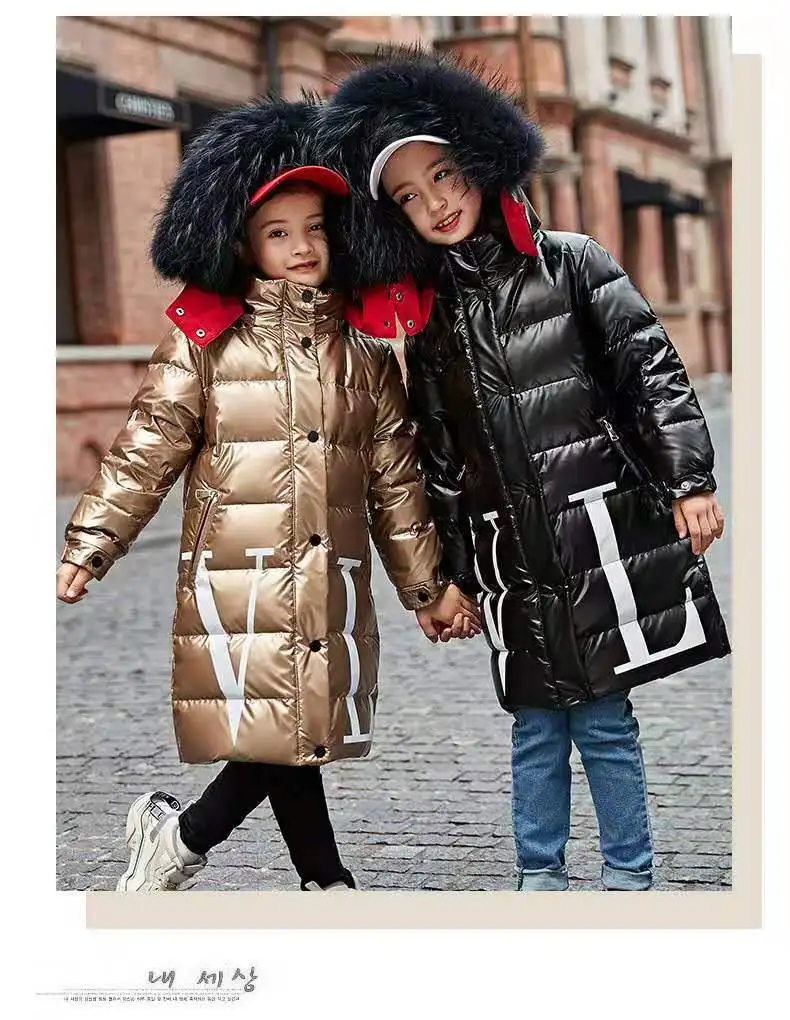 New Children Winter Warm down Jackets Girls& Boys Outerwear Coat Waterproof Parka Clothes Hooded Long-30 Degrees Coats For Kid