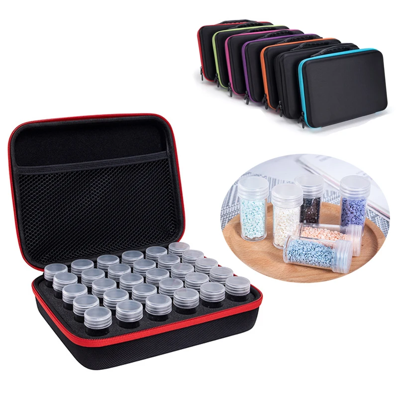 

30 Bottles Diamond Painting Accessories Container Storage Box Carry Case Diamant Painting Hand Bag Tools