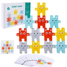 Children Montessori Animal Stacking Blocks Toys Rabbit Staker Balancing Games Educational Wooden Puzzle Toys Digital Calculation