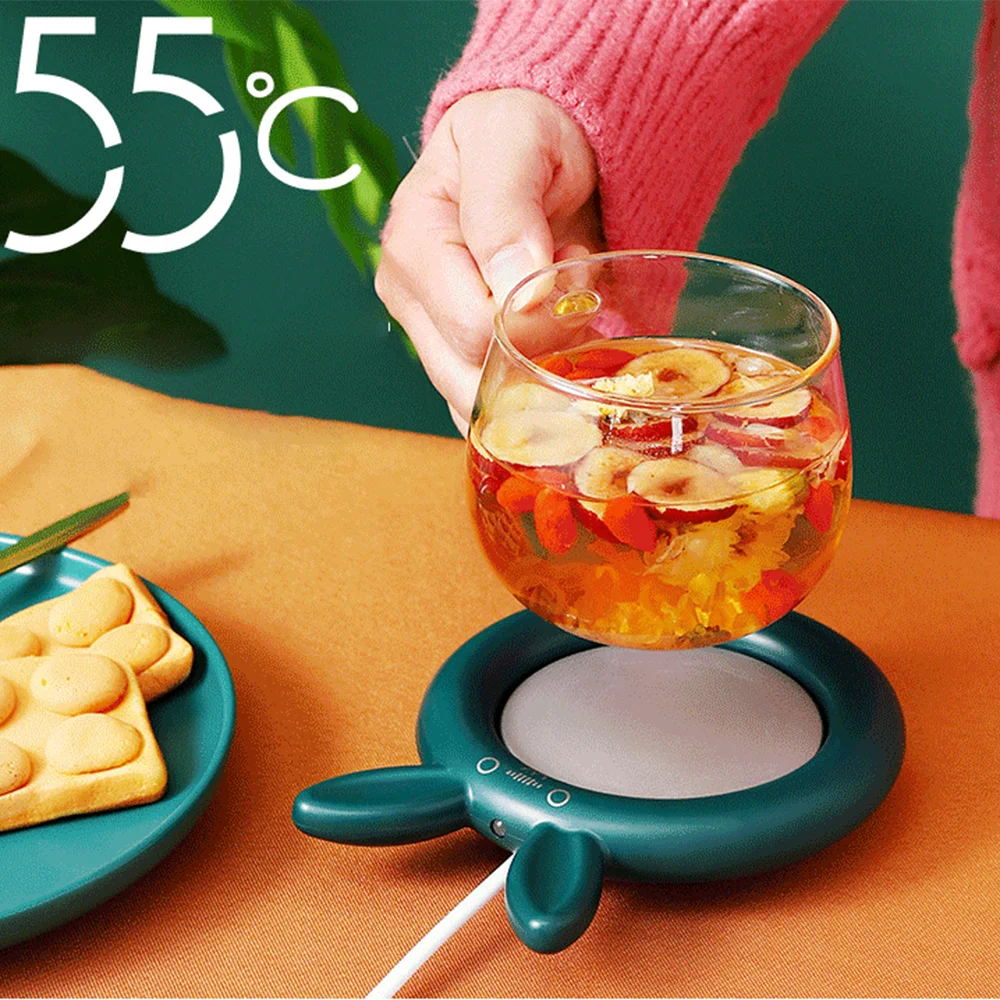 New Smart Thermostatic Coaster Cute Rabbit Mug Warmer Set Cup Heating Pad Home Office Gift Coffee Mug Warmer Water Heater 4