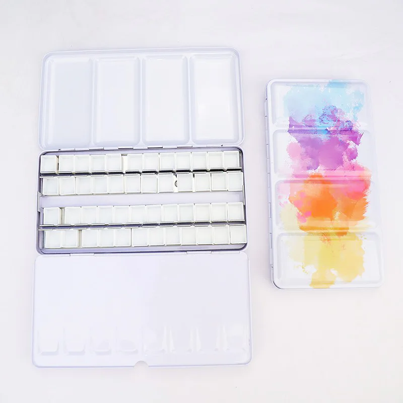 48 GridsPalette Painting Storage Iron Tins Paint Tray Box with Half and Full Pans For Watercolor/Oil/ Acrylic 5
