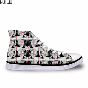 

Sneakers Child Flats girls Vulcanize Shoes Fashion High Top Canvas rock pattern with skulls Shoes for girls Shoes Kid Casual