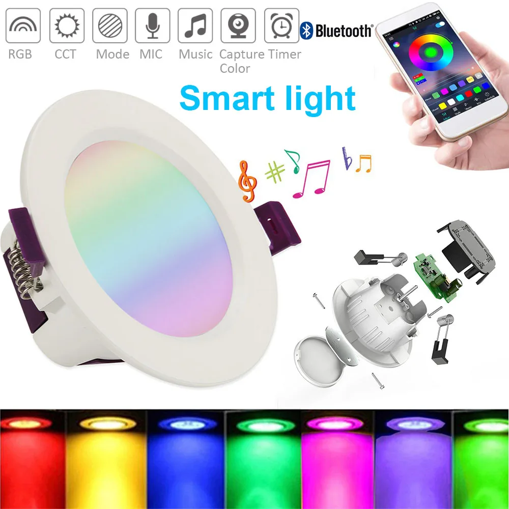 

16 Colors Spot Led Smart Downlight RGB/WW/CW LED Ceiling Round Downlight Led Downlight Bluetooth APP Control Smart Light