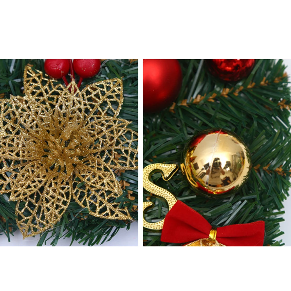 30cm Double Jingle Bell Merry Christmas Garland Wreath Home Door Hanging Xmas Tree Decoration