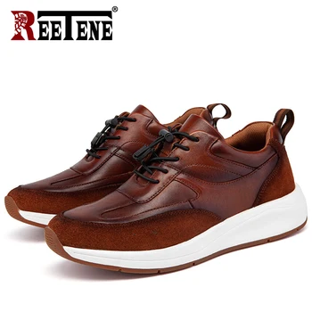 

REETENE Leather Outdoor Men Sneakers Flats Soft Oxford Shoes Male Genuine Leather Casual Shoes Men High Quality Flats Men Shoes