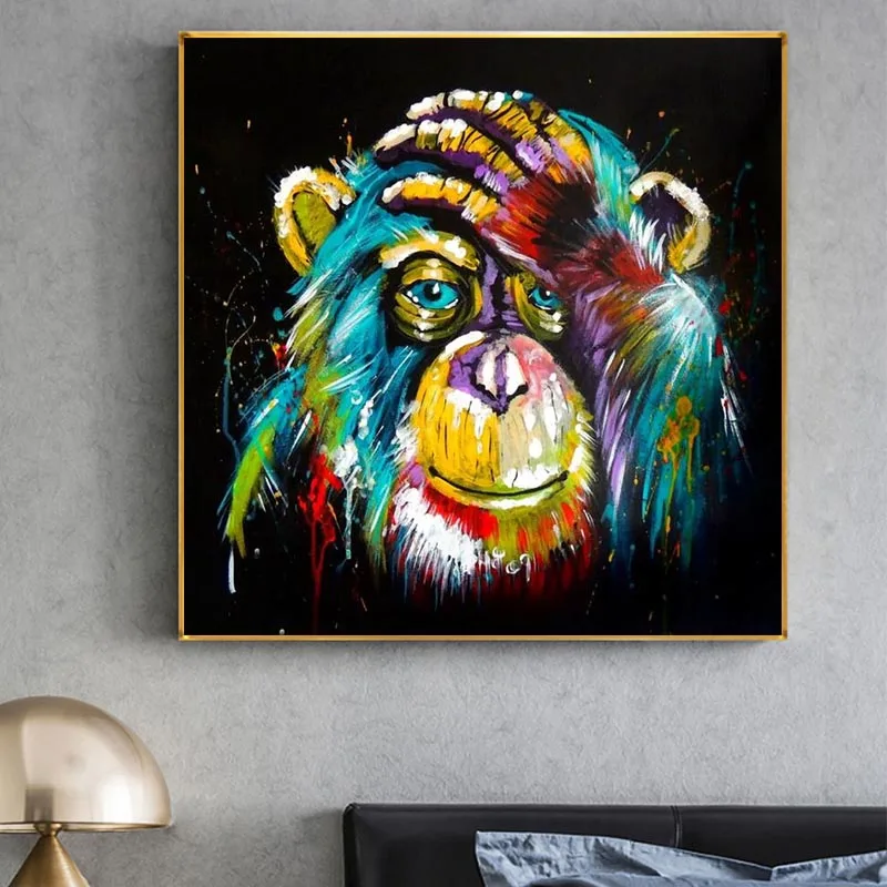 

Watercolor Thinking Monkey Wall Art Canvas Prints Abstract Animals Pop Art Canvas Paintings Wall Decor Pictures For Living Room